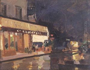 A Paris Evening Street Scene by Konstantin Alexeievitch Korovin