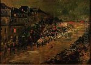 Paris By Night - Boulevard Des Italiens by Konstantin Alexeievitch Korovin