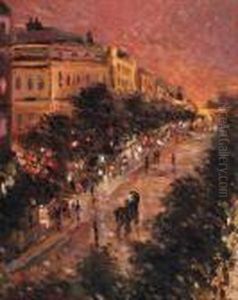 A Parisian Boulevard by Konstantin Alexeievitch Korovin