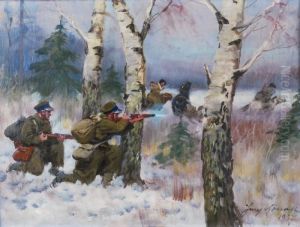 Potyczka Z Bolszewikami by Jerzy Kossak