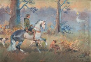 Sw. Hubert Na Lowach by Jerzy Kossak