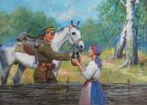 Ulan I Dziewczyna by Jerzy Kossak