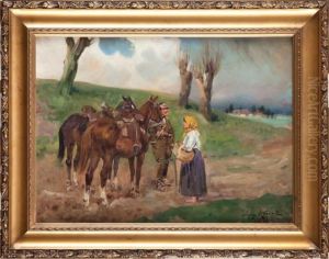 Ulan I Dziewczyna by Jerzy Kossak
