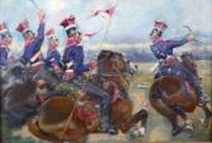 Szarza Ulanow Ksiestwa Warszawskiego by Jerzy Kossak