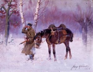 Zolnierz Kop-u Na Patrolu Granicznym by Jerzy Kossak