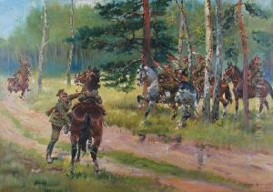 Kawaleria Na Skraju Lasu by Jerzy Kossak