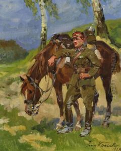 Reiter Mit Pferd by Jerzy Kossak