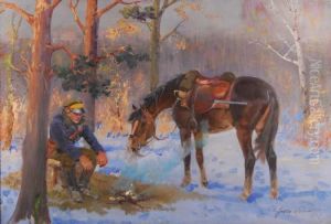 Ulan Przy Ognisku by Jerzy Kossak