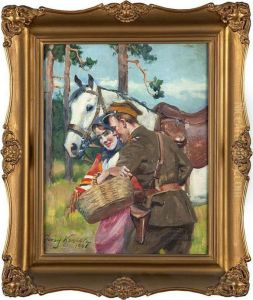 Ulan I Dziewczyna by Jerzy Kossak