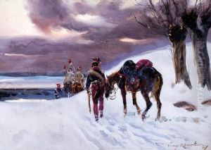 Odwrot Spod Moskwy (ulani) by Jerzy Kossak
