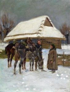 Zolnierz I Dziewczyna by Jerzy Kossak