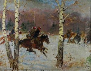 Poscig Za Bolszewikami by Jerzy Kossak