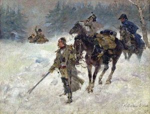 Potyczka U Przeprawy by Jerzy Kossak