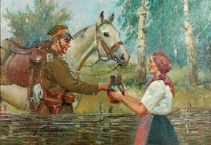 Ulan I Dziewczyna by Jerzy Kossak