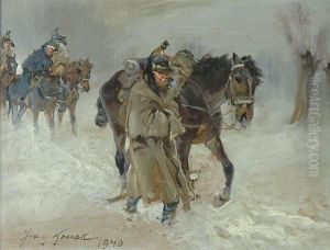 Wojsko Francuskie W Odwrocie Spod Moskwy by Jerzy Kossak