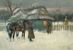 Przybyli Ulani Pod Okienko by Jerzy Kossak