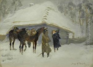Na Kwatere, 1934 R. by Jerzy Kossak