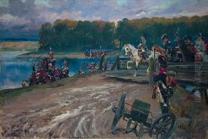 Przeprawa Napoleona Przez Rzeke by Jerzy Kossak