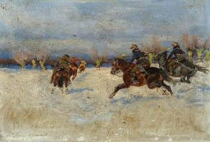 Poscig Ulanow Za Bolszewikami by Jerzy Kossak