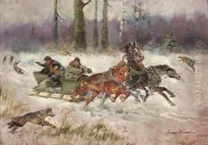 Napad Wilkow by Jerzy Kossak