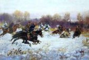 Pogon Ulanow Za Bolszewikami, 1937 R. by Jerzy Kossak