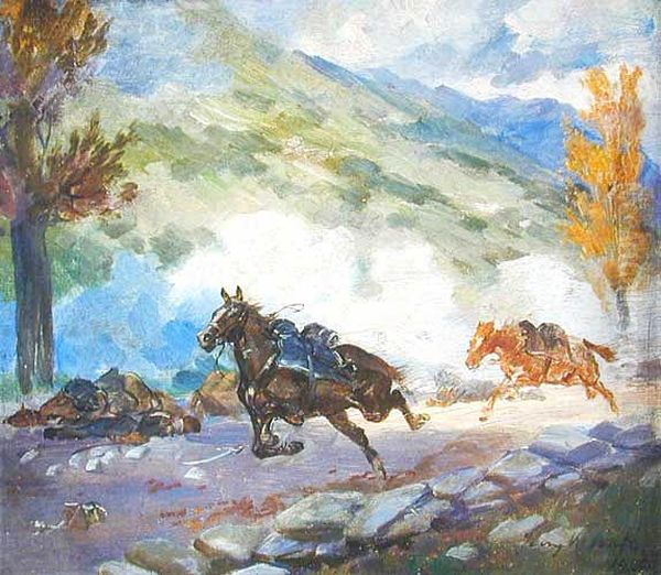 Sploszone Konie W Wawozie Somosierry, 1920 R. - view 1