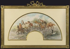 Horses Urged To Watering-place by Juliusz Kossak