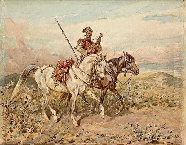 A Cossak With Two Horses - view 1