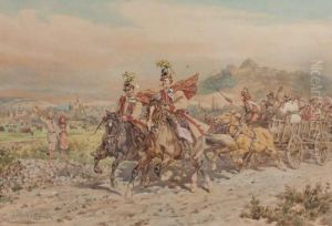 Defile De Militaires Dans La Campagne