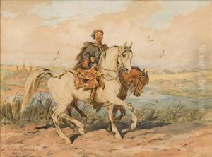 A Polish Cavalryman Near Lwow by Juliusz Kossak