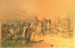 Szkic Do Obrazu Stanis?aw (jan) Fredro Pod Smole?skiem by Juliusz Kossak