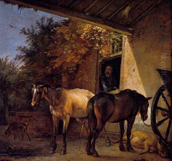 A Barnyard With Two Plough Horses - view 1