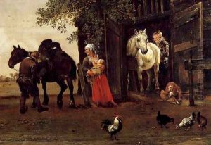 Figures with Horses by a Stable (detail)