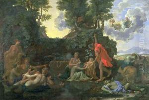 The Infant Bacchus Entrusted to the Nymphs of Nysa; The Death of Echo and Narcissus, 1657 by Nicolas Poussin