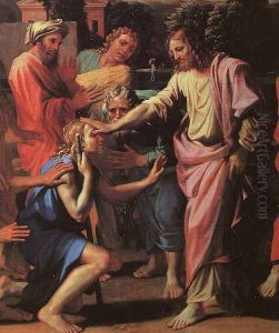 Jesus Healing the Blind of Jericho (detail) 1650 by Nicolas Poussin