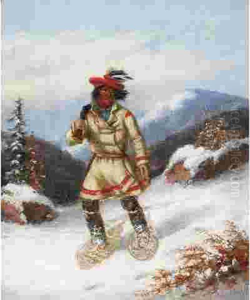 Indian On Snowshoes - view 1