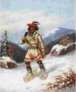 Indian On Snowshoes by Cornelius David Krieghoff