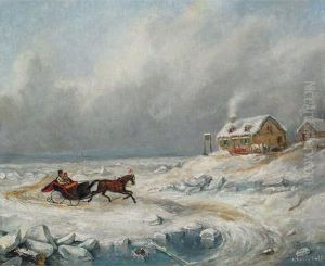 Ice Road, Near Quebec by Cornelius David Krieghoff