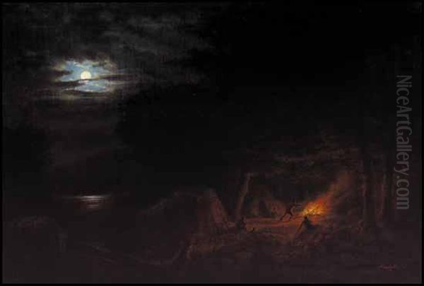 Camp Scene At Night - view 1