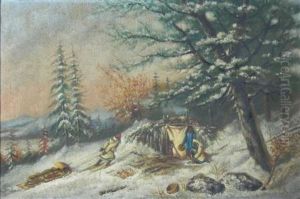 Winter Scene, Indian Camp by Cornelius David Krieghoff