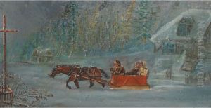 Sleighing Scene by Cornelius David Krieghoff