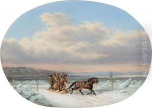 Crossing The Ice At Quebec by Cornelius David Krieghoff