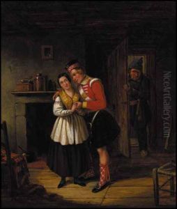 Officer Courting Girl by Cornelius David Krieghoff