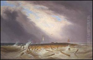 Lumber Raft On The St. Lawrence In Bad Weather