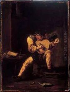 Man Playing An Instrument by Cornelius David Krieghoff