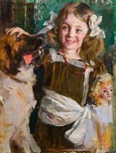 Madchen Mit Puppe Und Hund thumbnail
