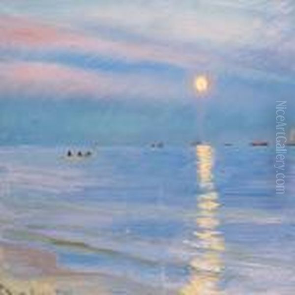 Evening At Skagen Beach, The Moon Is Rising - view 1