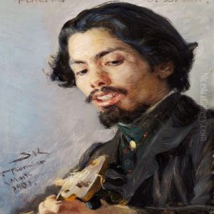 The Guitar Player by Peder Severin Kroyer