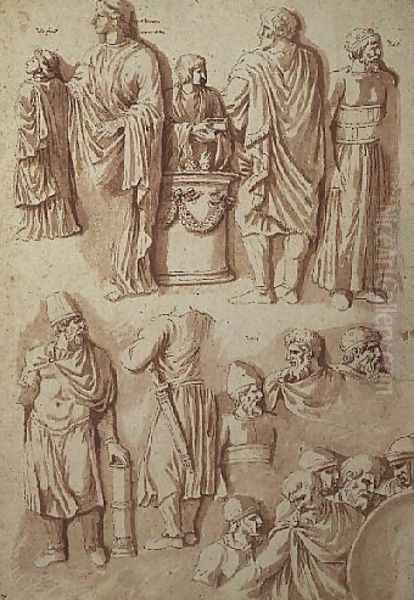 Various figures, studies from Trajans Column - view 1