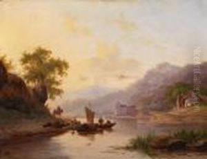 Flusslandschaftmit Fischern